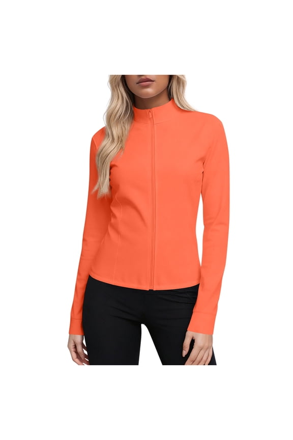 Womens Sun Protection Shirts Zip up Jacket Athletic Workout Long Sleeve Shirt Yoga Running Tops Activewear for Women