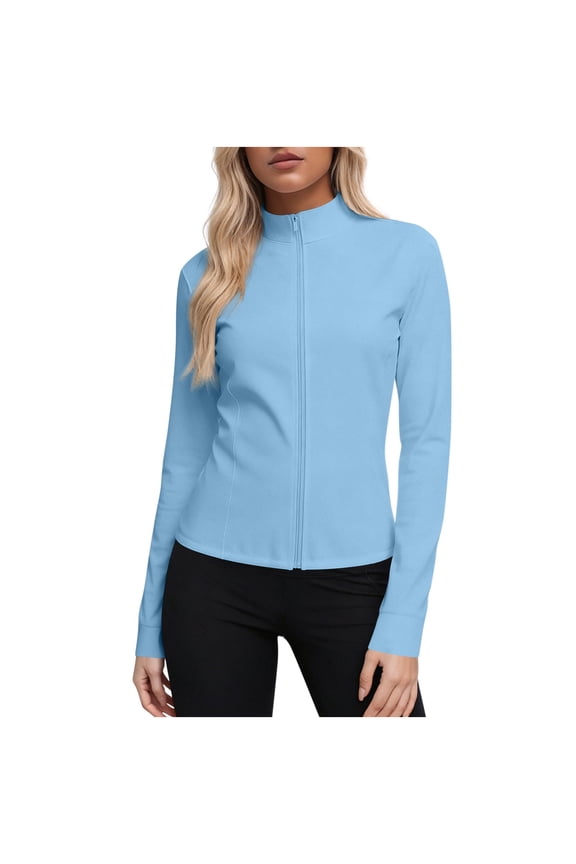 Womens Sun Protection Shirts Zip up Jacket Athletic Workout Long Sleeve Shirt Yoga Running Tops Activewear for Women