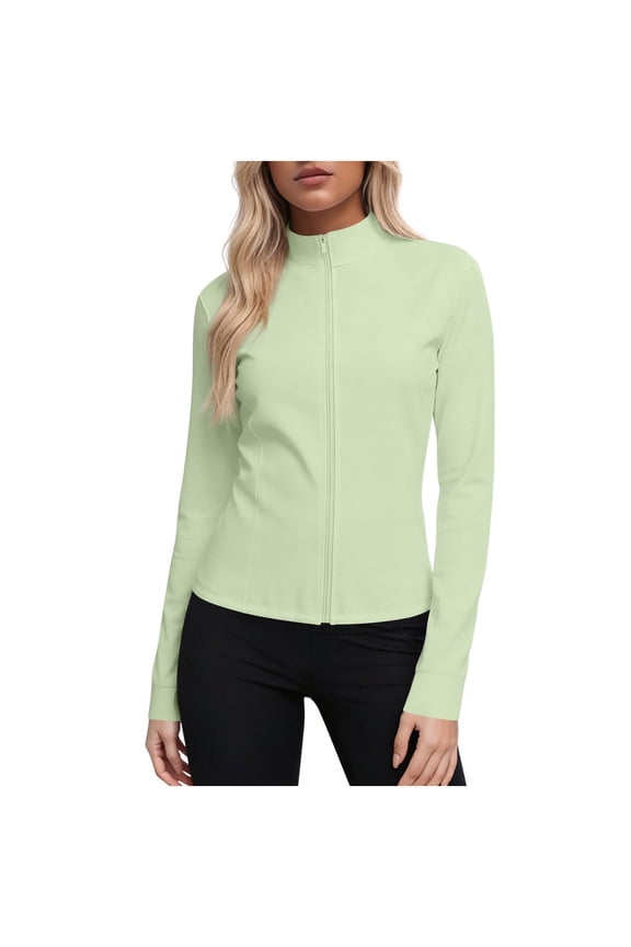 Womens Sun Protection Shirts Zip up Jacket Athletic Workout Long Sleeve Shirt Yoga Running Tops Activewear for Women