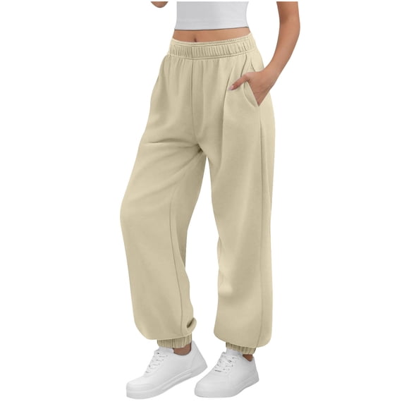Posijego Womens Sweatpants Drawstring Elastic Waist Solid Color Lightweight Loose Athletic Joggers with Pockets