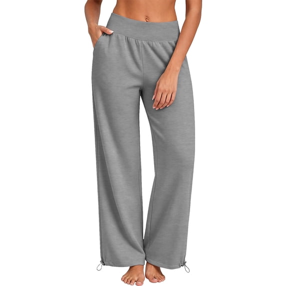 Posijego Womens Sweatpants with Pockets Elastic Bottom High Waisted Wide Leg Lounge Pants for Sports Running Pants