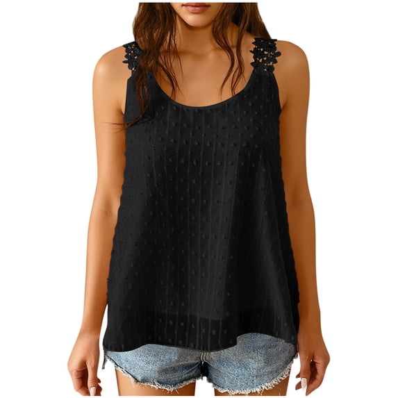 Posijego Womens Tank Tops Chiffon Boho Sleeveless Blouses Lace Straps Lightweight Summer Beach Casual Tank Shirts