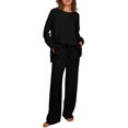 thumbnail image 1 of Posijego Womens Two Piece Long Sleeve Top and Wide Leg Pants Matching Lounge Set Sweatsuit with Pockets, 1 of 6