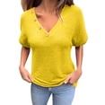 thumbnail image 1 of Posijego Womens V Neck Sweater Shirts Summer Short Sleeve Knit Pullover Casual Lightweight Tops for Women, 1 of 4