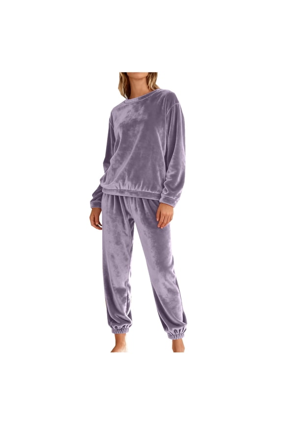 Womens Velvet Velour Pajama Sets 2 Piece Long Sleeve Tops and Pants Set Womens Matching Loungewear