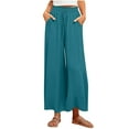 thumbnail image 1 of Posijego Womens Wide Leg Pants High Waist Drawstring Lounge Pants Loose Flowy Beach Pants with Pockets, 1 of 7