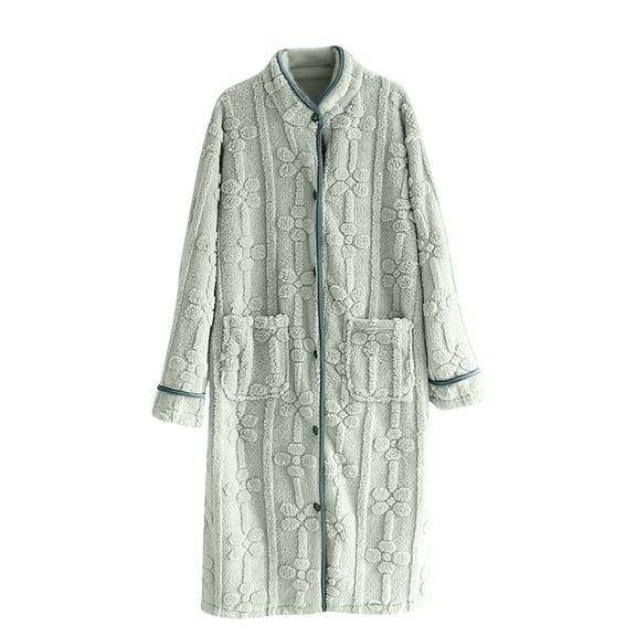 Posijego Womens Winter Fleece Nightgowns Button Closure Long Sleeve Soft Fuzzy Sleepwear Cozy Nightdress