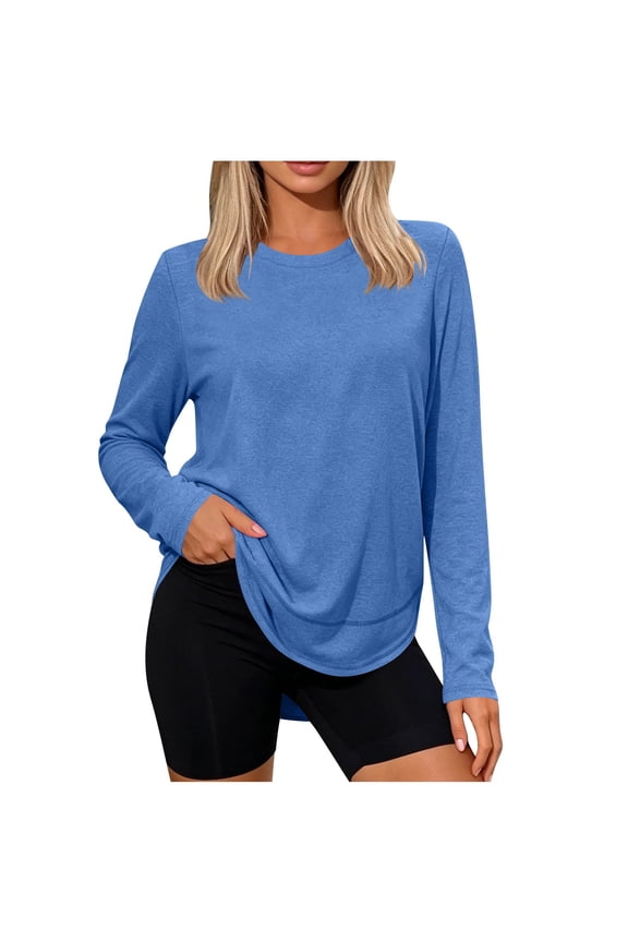 Womens Workout Shirts Long Sleeve T Shirts Fall Basic Tees Women's Athletic Workout Running Active Pullover Tops