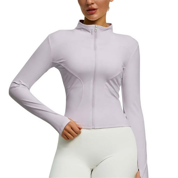 Posijego Womens Yoga Tops Athletic Slim Jacket Stand Collar Zipper Long Sleeve Running Workout Shirts