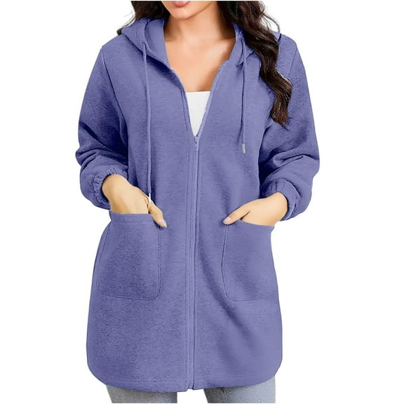 Posijego Womens Zip up Hoodie Jacket Zipper Sweatshirts Hooded Outerwear Fall Winter Casual Jacket with Pockets
