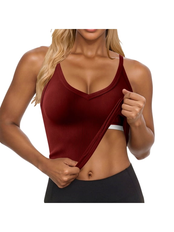 Workout Tank Tops for Women Racerback Athletic Camisoles Built in Bra Yoga Cami Sleeveless Shirts Activewear