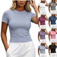thumbnail image 1 of Posijego Workout Tops for Women Athletic Short Sleeve T-Shirt Stight Tee Shirts Workout Running Yoga Crop Tops, 1 of 7