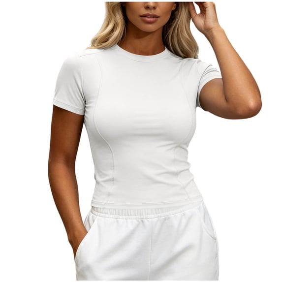 Posijego Workout Tops for Women Athletic Short Sleeve T-Shirtstight T-Shirts Workout Running Yoga Crop Tops