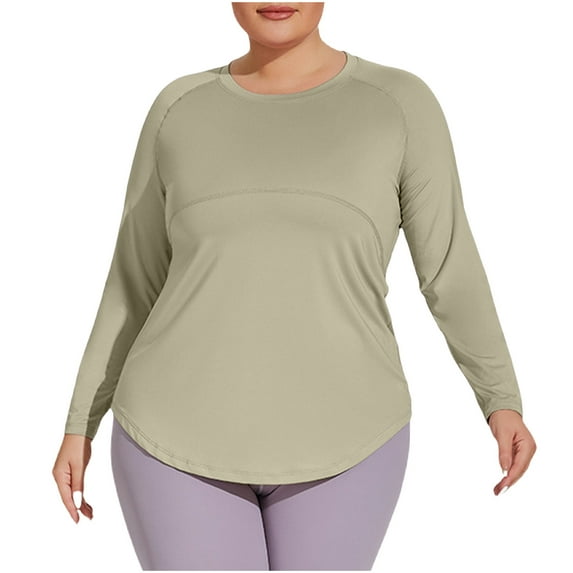 Posijego XL-4XL Womens Workout Tops Long Sleeve Shirts Quick Dry Athletic Tops Running Gym Tees Plus Size