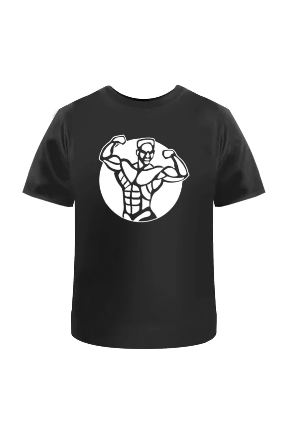 Posing Bodybuilder Circle Unisex T-Shirt - 100% Cotton