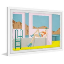 Posing By The Pool Framed Painting Art Print, 12.00" x 1.50"