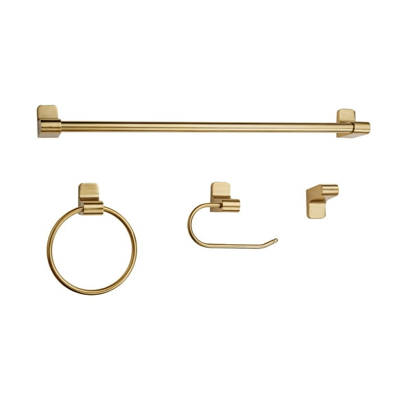 Positano 4-Piece Matte Brass Bathroom Hardware Accessory Kit