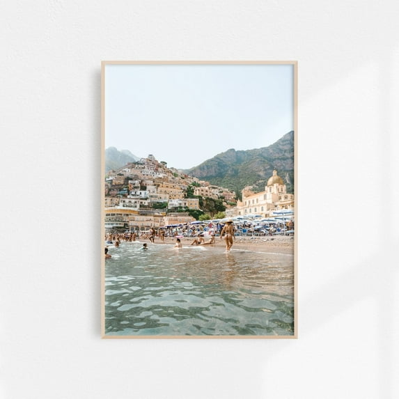 Positano Beach Printable Art Spiaggia Grande Print Italian Summer Swimming Poster Amalfi Coast Photography Vintage Italy Wall Art Wall Art, Modern Wall Decor, 24x36 UNFRAMED