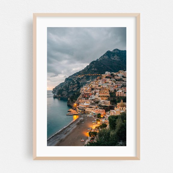 Positano Campania Italy Coast Coastal Architecture Fine Nightlife Scenic Landscape Poster Unframed Paper Print