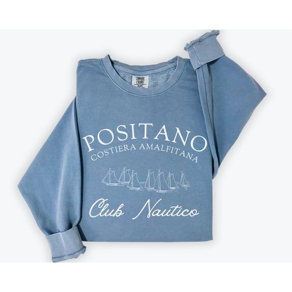 Positano Club Nautico Lightweight Crewneck Cotton T-Shirt Amalfi Coast, Sailing, Yacht Clu