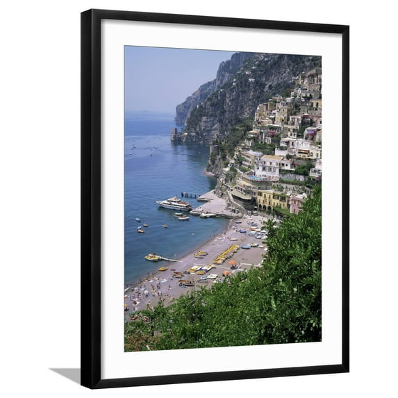 Art.com Positano, Costiera Amalfitana, Unesco World Heritage Site, Campania, Italy Photographic Print by Roy Rainford, Black Frame Wall Art, 23" x 29"
