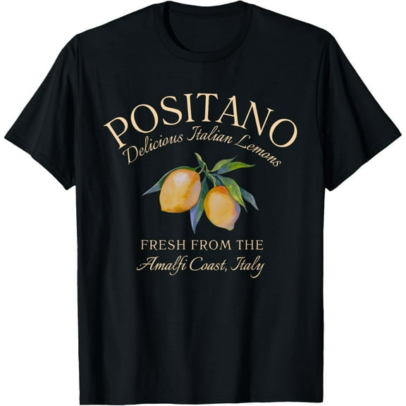 Positano Delicious Italian Lemons Fresh From Italy T-ShirtMen and women, Black T-shirt, size: Extra large S-4XL