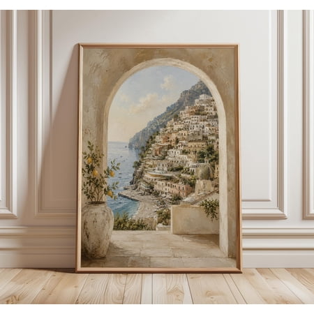 Positano Italy Wall Art Amalfi Coast Archway Mediterranean Coastal Decor Boho Italian Travel Lemon Villa Art
