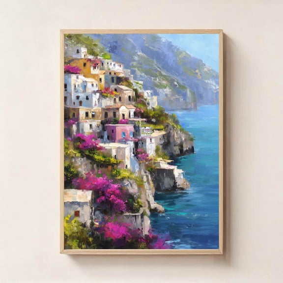 Positano Italy Wall Art – Amalfi Coast – Colorful Coastal Town Printable – Italian Seaside Village Decor UNFRAMED Poster, Wall Art for Decor, Present, 24x36