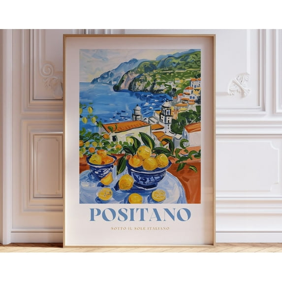 Positano Print, Italian Wall Art, Amalfi Coast Italy, Trendy Italian Home Decor Large Wall Art, Coastal Decor Wall Art, Modern Wall Decor, 8x12 UNFRAMED