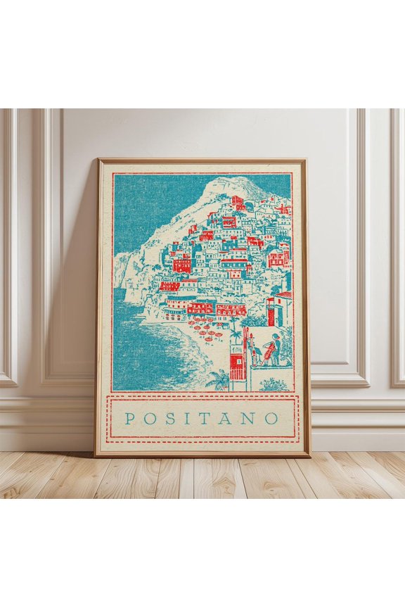 Positano Travel Cliffside Town Print Beach Wall Art, Unframed Paper Print
