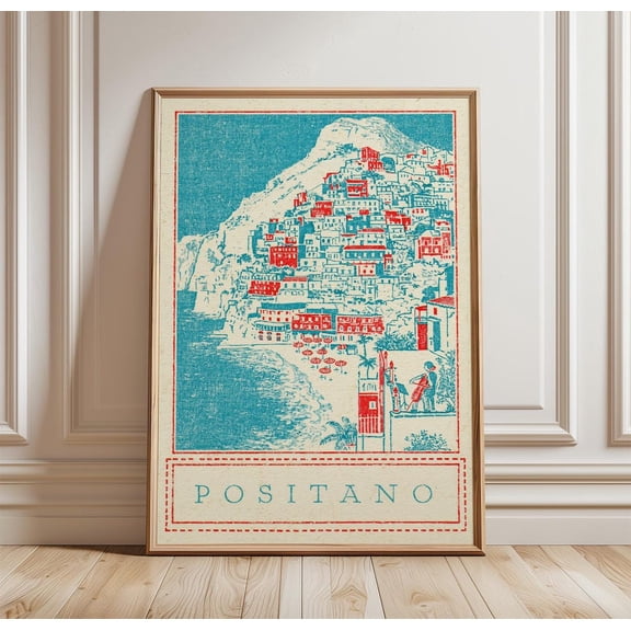 Positano Travel Cliffside Town Print Beach Wall Art, Unframed Paper Print