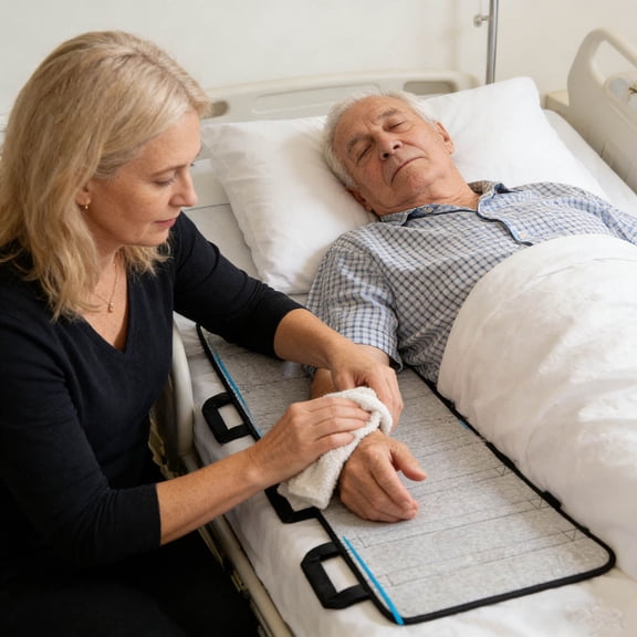 Positioning Bed Pad with 6 Handles, Transfer & Slide Sheet for Elderly Care, Waterproof Washable Draw Sheet for Turning, Lifting & Repositioning (43.3x 24.4IN)