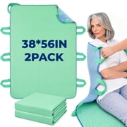 Positioning Bed Pad, with 8 Reinforced Handles, Quick-Drying, Washable, Waterproof, for Lifting, Turning, Transferring, Elderly And Incontinence Patients Green, 38" X 56" - Pack of 2