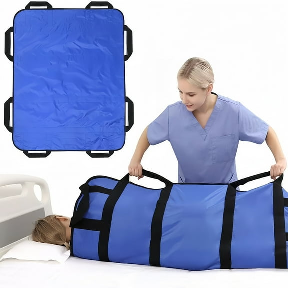 Positioning Bed Pad,Multipurpose Transfer Sheet for Turning,Lifting & Repositioning, Mattress with 8 Reinforced Handles,Suitable for the Elderly and Disabled,48" x 40",Blue