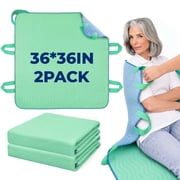 Positioning Bed Pad with Reinforced Handles 36" X 36" Patient Transfer Sheet Aid Assistant for Body Lifting, Turning, Repositioning, for Elderly, Incontinence, Caregiver, Green