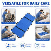 Positioning Bed Pad with Reinforced Handles 70" x 27"   Patient Transfer Slide Sheet for Moving & Lifting, Extra Length for Safe Repositioning, Aid for Caregivers, Bedridden & Elderly Care, Washable