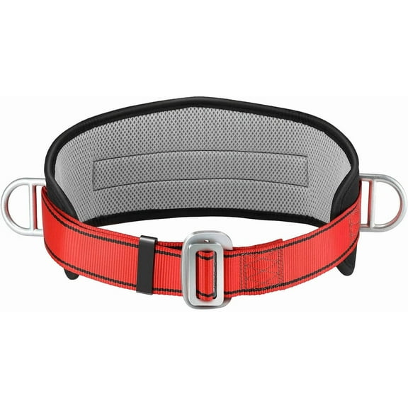 Positioning Belt with Waist Pad and 2 Side D-Rings, Safety Climbing Harness Fall Arrest Restraint Equipment for Lineman Arborist Tower Worker, Personal Protective Gear