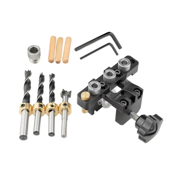 Positioning Puncher, Woodworking Self Centering Drill Guide, 3 in 1 Dowel Drill Joinery for Woodwork Crafting Carpentry Tool Style A