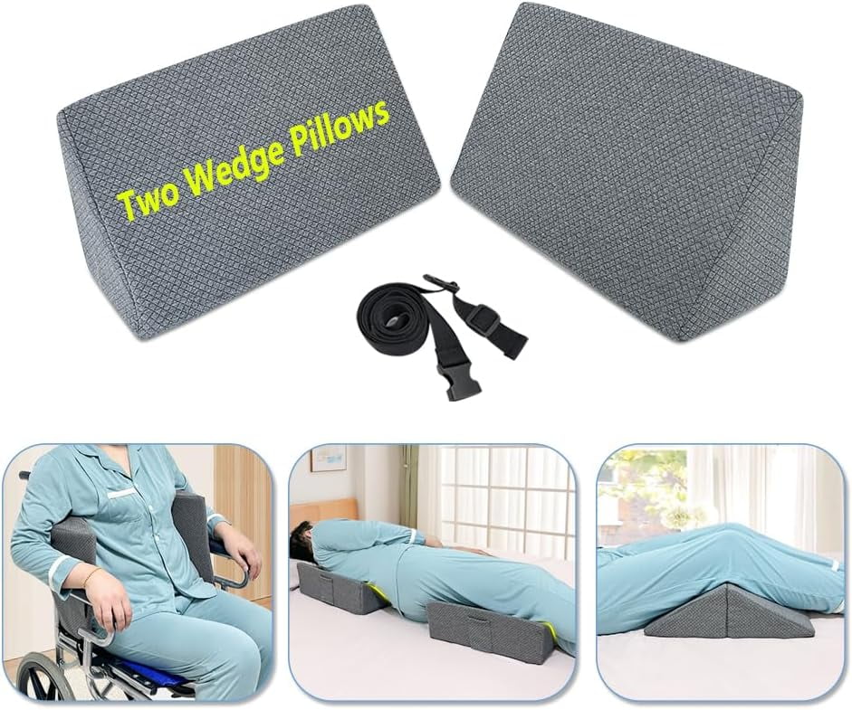 Positioning Wedge Pillow for Side Sleeping Bed Wedges for Adults (2 in