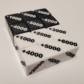 Positive +1000 to +6000 and Negative -1000 to -6000 Counter Dice Compatible With One Piece TCG