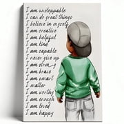 Positive Affirmation Framed Canvas Wall Art, Inspirational Kids Wall Art Prints Picture, Boy Bedroom Nursery Decor Gift, 16"x24"
