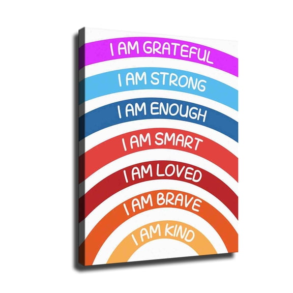 Positive Affirmations Art -Typography Print - Rainbow Art-Playroom Wall Decor-Play Art- Love Art