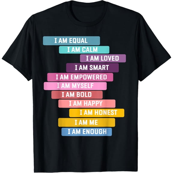 Positive Affirmations For Growth Mindset & Positive Sayings T-ShirtMen's and women's gift, black and white T-shirt, size: Extra large S-4XL