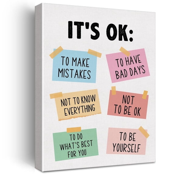 Positive Affirmations Wall Art Canvas poster It's Ok Not to Be Ok Artwork Canvas Sign for Classroom Playroom Homeschool Decor poster