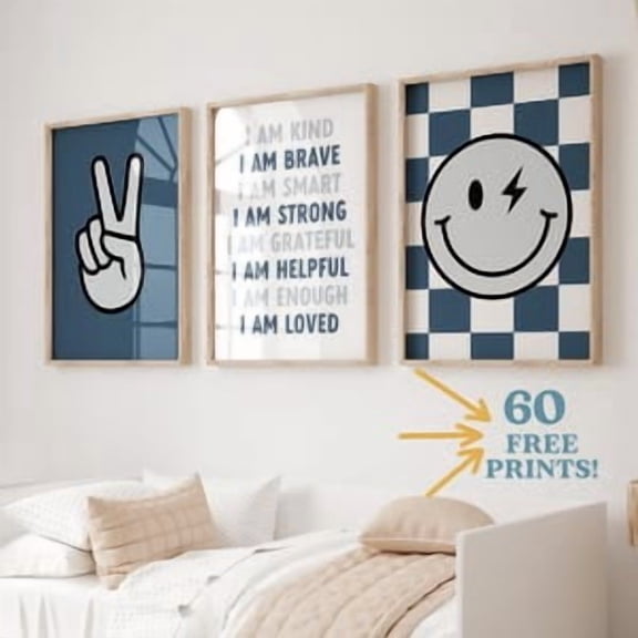 Positive Affirmations Wall Art Prints, Calming Corner Decor ( Set 3) boys , Poster Only
