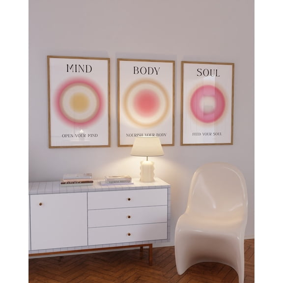 Positive Aura Posters Set Poster Set Energy Positive Aura Poster Set Aura Poster Set Mind Body Soul Grainy Gradient Set 3