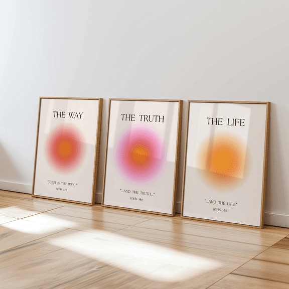 Positive Aura Spiritual Gradient Christian Poster Set 3 Prints Set 3 , Poster Only