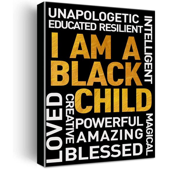 Positive Black Child Wall Art Canvas Print Inspirational I am a Black Child Poster Framed Artwork Motivational Black Girl Boy Painting for Home Wall & Tabletop Decor