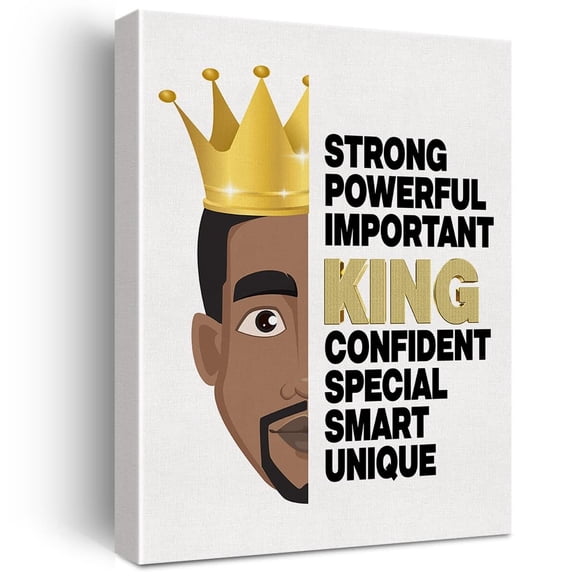 Positive Black Man Wall Art Canvas Print Inspirational Afro Black Man Crown Poster  Artwork Motivational Painting for Home Wall & Decor