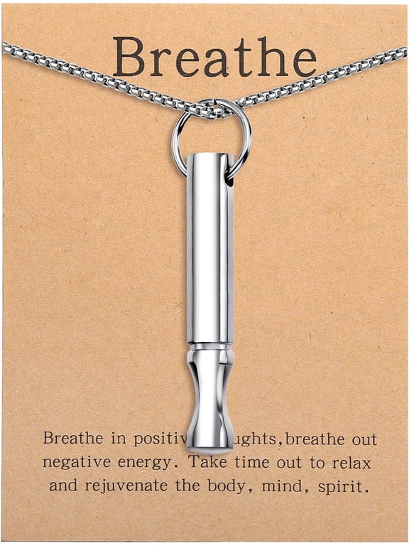 Positive Breathing Necklace Stainless Steel Stress Reduction Pendant Anxiety Reduction Jewelry Gift for Women Men